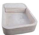 Beige Travertine Rectangular Wall-mount Bathroom Sink Hidden Drain (W)16" (L)24" (H)5" Beige Travertine Rectangular Wall-mount Bathroom Sink Hidden Drain (W)16" (L)24" (H)5"