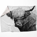 Black and White Highland Cow Blanket Black and White Highland Cow Blanket