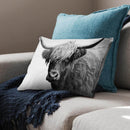 Black and White Highland Cow Cushion Black and White Highland Cow Cushion