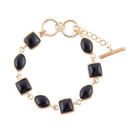 Black Onyx Hammered Link Golden Bracelet Black Onyx Hammered Link Golden Bracelet