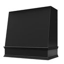 Black Wood Range Hood With Angled Front and Decorative Trim - 30", 36", 42", 48", 54" and 60" Widths Available Black Wood Range Hood With Angled Front and Decorative Trim - 30", 36", 42", 48", 54" and 60" Widths Available