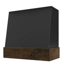 Black Wood Range Hood With Angled Front and Walnut Band - 30", 36", 42", 48", 54" and 60" Widths Available Black Wood Range Hood With Angled Front and Walnut Band - 30", 36", 42", 48", 54" and 60" Widths Available