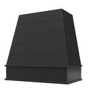 Black Wood Range Hood With Tapered Shiplap Front and Block Trim - 30", 36", 42", 48", 54" and 60" Widths Available Black Wood Range Hood With Tapered Shiplap Front and Block Trim - 30", 36", 42", 48", 54" and 60" Widths Available