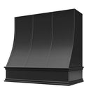 Black Wood Range Hood With Sloped Strapped Front and Decorative Trim - 30", 36", 42", 48", 54" and 60" Widths Available Black Wood Range Hood With Sloped Strapped Front and Decorative Trim - 30", 36", 42", 48", 54" and 60" Widths Available
