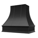 Black Range Hood With Curved Strapped Front and Decorative Trim - 30", 36", 42", 48", 54" and 60" Widths Available Black Range Hood With Curved Strapped Front and Decorative Trim - 30", 36", 42", 48", 54" and 60" Widths Available