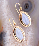 Blue Agate Golden Drop Earrings Blue Agate Golden Drop Earrings