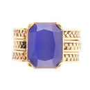 Blue Agate Stackable Golden Three Set Ring Blue Agate Stackable Golden Three Set Ring
