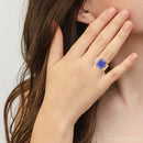 Blue Agate Stackable Golden Three Set Ring Blue Agate Stackable Golden Three Set Ring