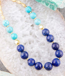 Blue Lapis and Magnesite Golden Necklace Blue Lapis and Magnesite Golden Necklace