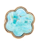 Blue Turquoise Flower Golden Ring Blue Turquoise Flower Golden Ring