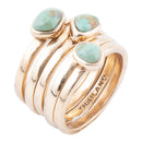 Blue Turquoise Golden Stacking Ring Set Blue Turquoise Golden Stacking Ring Set