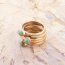 Blue Turquoise Golden Stacking Ring Set Blue Turquoise Golden Stacking Ring Set