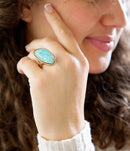 Blue Turquoise Golden Statement Ring Blue Turquoise Golden Statement Ring