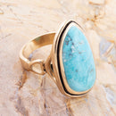 Blue Turquoise Golden Statement Ring Blue Turquoise Golden Statement Ring