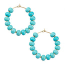 Blue Turquoise Magnesite Golden Hoop Earrings Blue Turquoise Magnesite Golden Hoop Earrings