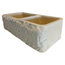 Botticino Beige Marble Farmhouse Apron Kitchen Double Sink (W)16" (L)32" (H)10" Botticino Beige Marble Farmhouse Apron Kitchen Double Sink (W)16" (L)32" (H)10"