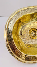 Unlacquered Brass Oval Sink - Moroccan Drop-In Engraved Sink Unlacquered Brass Oval Sink - Moroccan Drop-In Engraved Sink