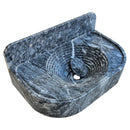 Bursa Gray Marble Wall-Mount Bathroom Sink with 6" Backsplash (W)16" (L)27" (H)6" angle view Bursa Gray Marble Wall-Mount Bathroom Sink with 6" Backsplash (W)16" (L)27" (H)6" angle view