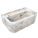Calacatta Gold Marble Wall-mount Bathroom Vanity Sink Fluted (W)18" (L)36" (H)7" angle view Calacatta Gold Marble Wall-mount Bathroom Vanity Sink Fluted (W)18" (L)36" (H)7" angle view