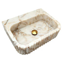 Calacatta Gold Marble Wall-mount Bathroom Vanity Sink Fluted (W)16" (L)20" (H)6" Calacatta Gold Marble Wall-mount Bathroom Vanity Sink Fluted (W)16" (L)20" (H)6"