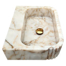 Calacatta Gold Marble Wall-mount Bathroom Vanity Sink Fluted (W)16" (L)20" (H)6" Calacatta Gold Marble Wall-mount Bathroom Vanity Sink Fluted (W)16" (L)20" (H)6"