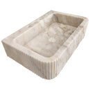 Calacatta Gold Marble Wall-mount Bathroom Vanity Sink Fluted (W)18" (L)30" (H)8" Calacatta Gold Marble Wall-mount Bathroom Vanity Sink Fluted (W)18" (L)30" (H)8"