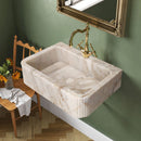 Calacatta Gold Marble Wall-mount Bathroom Vanity Sink Fluted (W)18" (L)30" (H)8" Calacatta Gold Marble Wall-mount Bathroom Vanity Sink Fluted (W)18" (L)30" (H)8"