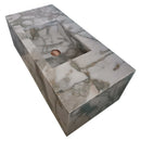 Calacatta Verde Marble Rectangular Wall-mount Bathroom Sink with 10" Backsplash (W)16" (L)34" (H)12" Calacatta Verde Marble Rectangular Wall-mount Bathroom Sink with 10" Backsplash (W)16" (L)34" (H)12"
