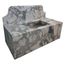 Calacatta Verde Marble Rectangular Wall-mount Bathroom Sink with 10" Backsplash (W)16" (L)34" (H)12" Calacatta Verde Marble Rectangular Wall-mount Bathroom Sink with 10" Backsplash (W)16" (L)34" (H)12"