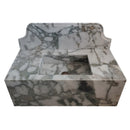 Calacatta Verde Marble Rectangular Wall-mount Bathroom Sink with 10" Backsplash (W)16" (L)34" (H)12" Calacatta Verde Marble Rectangular Wall-mount Bathroom Sink with 10" Backsplash (W)16" (L)34" (H)12"