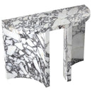 Calacatta Viola Marble Designer Arched Legs Console Polished (W)15" (L)40" (H)32" top angle view Calacatta Viola Marble Designer Arched Legs Console Polished (W)15" (L)40" (H)32" top angle view