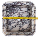 Calacatta Viola Marble Rectangular Ribbed Bathroom Sink (W)16" (L)16" (H)6" Calacatta Viola Marble Rectangular Ribbed Bathroom Sink (W)16" (L)16" (H)6"