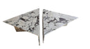 Calacatta Viola Marble Triangle Design Coffee Table Polished Set of 2 angle view Calacatta Viola Marble Triangle Design Coffee Table Polished Set of 2 angle view