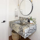 Calacatta Viola Marble Rectangular Wall-mount Bathroom Sink with 8" Backsplash (W)21" (L)34" (H)10" Calacatta Viola Marble Rectangular Wall-mount Bathroom Sink with 8" Backsplash (W)21" (L)34" (H)10"