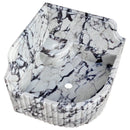 Calacatta Viola Marble Wall-mount Bathroom Corner Sink Fluted with 8" Backsplash (W)16" (L)16" (H)8" angle view Calacatta Viola Marble Wall-mount Bathroom Corner Sink Fluted with 8" Backsplash (W)16" (L)16" (H)8" angle view