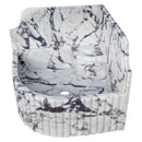 Calacatta Viola Marble Wall-mount Bathroom Corner Sink Fluted with 8" Backsplash (W)16" (L)16" (H)8" profile view Calacatta Viola Marble Wall-mount Bathroom Corner Sink Fluted with 8" Backsplash (W)16" (L)16" (H)8" profile view