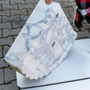 Calacatta Viola Marble Wall-mount Bathroom Corner Vanity Sink Ribbed (W)20" (L)20" (H)7" Calacatta Viola Marble Wall-mount Bathroom Corner Vanity Sink Ribbed (W)20" (L)20" (H)7"