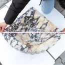 Calacatta Viola Marble Wall-mount Bathroom Corner Vanity Sink Ribbed (W)20" (L)20" (H)7" Calacatta Viola Marble Wall-mount Bathroom Corner Vanity Sink Ribbed (W)20" (L)20" (H)7"