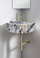 Calacatta Viola Marble Wall-mount Bathroom Corner Vanity Sink Ribbed (W)20" (L)20" (H)7" Calacatta Viola Marble Wall-mount Bathroom Corner Vanity Sink Ribbed (W)20" (L)20" (H)7"
