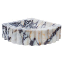 Calacatta Viola Marble Wall-mount Bathroom Corner Vanity Sink Ribbed (W)20" (L)20" (H)7" Calacatta Viola Marble Wall-mount Bathroom Corner Vanity Sink Ribbed (W)20" (L)20" (H)7"