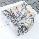 Calacatta Viola Marble Wall-mount Bathroom Corner Vanity Sink Ribbed (W)20" (L)20" (H)7" Calacatta Viola Marble Wall-mount Bathroom Corner Vanity Sink Ribbed (W)20" (L)20" (H)7"