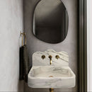 Calacatta White Marble Wall-mount Bathroom Sink with 10" Backsplash (W)16" (L)24" (H)5" Calacatta White Marble Wall-mount Bathroom Sink with 10" Backsplash (W)16" (L)24" (H)5"
