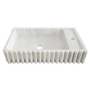 Carrara White Marble Wall-mount Bathroom Vanity Sink Fluted/Reeded (W)12" (L)20" (H)4" angle view Carrara White Marble Wall-mount Bathroom Vanity Sink Fluted/Reeded (W)12" (L)20" (H)4" angle view