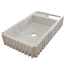 Carrara White Marble Wall-mount Bathroom Vanity Sink Fluted/Reeded (W)12" (L)20" (H)4" corner view Carrara White Marble Wall-mount Bathroom Vanity Sink Fluted/Reeded (W)12" (L)20" (H)4" corner view