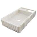 Carrara White Marble Wall-mount Bathroom Vanity Sink Fluted/Reeded (W)12" (L)20" (H)4" corner view Carrara White Marble Wall-mount Bathroom Vanity Sink Fluted/Reeded (W)12" (L)20" (H)4" corner view