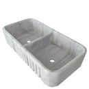 Carrara White Marble Farmhouse Apron Kitchen Double Sink (W)18" (L)36" (H)8" Carrara White Marble Farmhouse Apron Kitchen Double Sink (W)18" (L)36" (H)8"