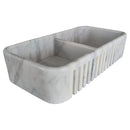 Carrara White Marble Farmhouse Apron Kitchen Double Sink (W)18" (L)36" (H)8" Carrara White Marble Farmhouse Apron Kitchen Double Sink (W)18" (L)36" (H)8"
