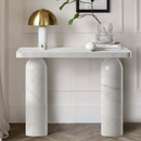 Carrara White Marble Designer Round Legs Console Polished (W)15" (L)40" (H)32" decorative items on top Carrara White Marble Designer Round Legs Console Polished (W)15" (L)40" (H)32" decorative items on top