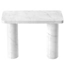 Carrara White Marble Designer Round Legs Console Polished (W)15" (L)40" (H)32" top front view Carrara White Marble Designer Round Legs Console Polished (W)15" (L)40" (H)32" top front view