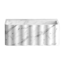 Carrara White Marble Wall-mount Bathroom Sink Fluted Front (W)16" (L)28" (H)10" honed front view Carrara White Marble Wall-mount Bathroom Sink Fluted Front (W)16" (L)28" (H)10" honed front view